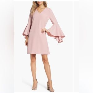 Eliza J Bell Sleeve Crepe Shift
Dress Blush Pink